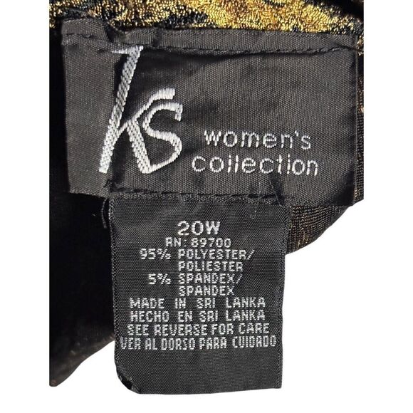 Vintage Floral One Piece Tank Jacket Plus Size 20W Green Black Floral Buttons - Picture 7 of 10